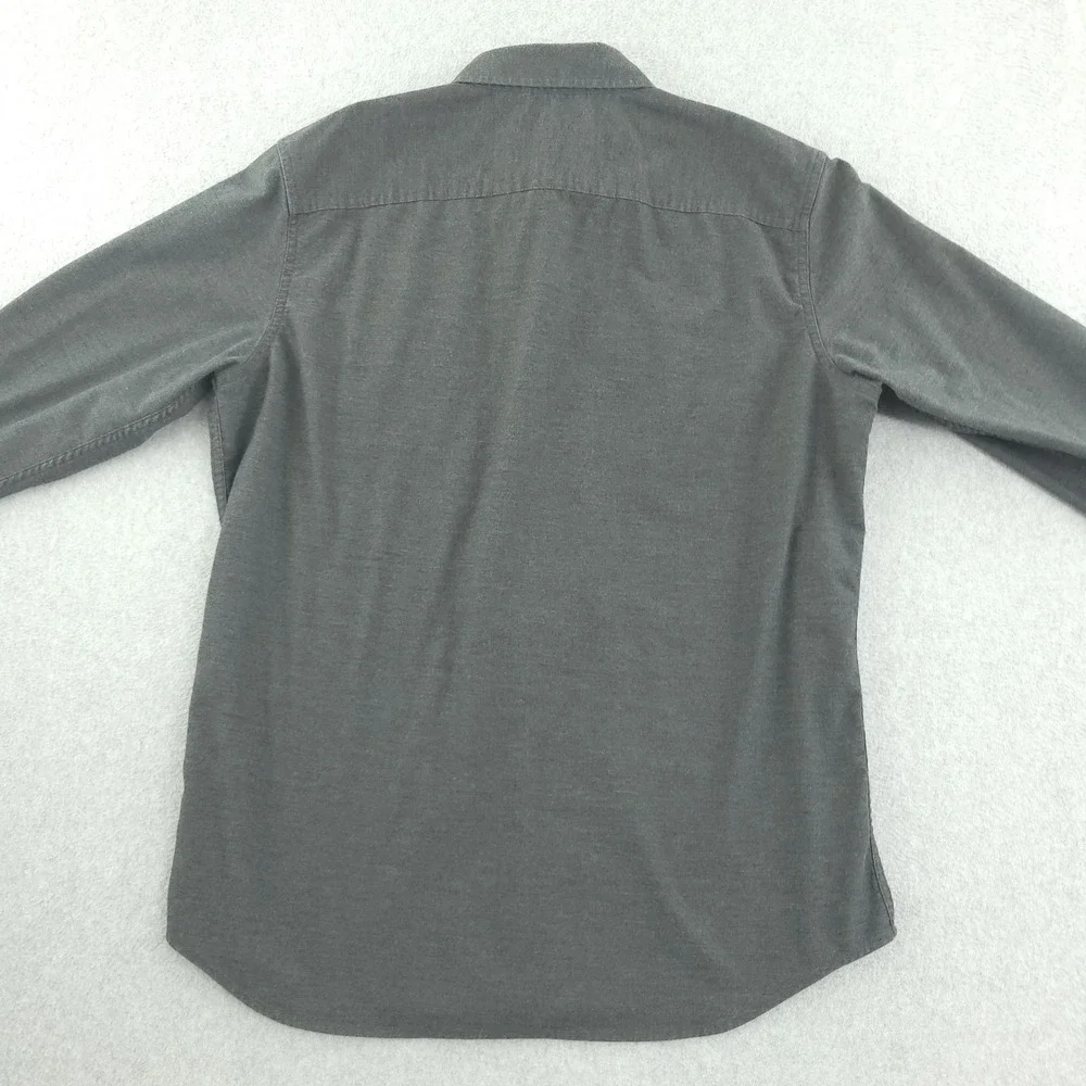 Banana Republic Shirt Mens L Gray Solid Long Sleeve Flannel Button Up Casual
